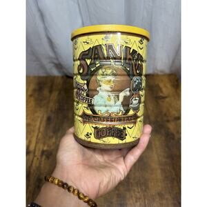 Vintage Sanka Coffee Tin 97% Caffeine Free Yellow 1 lb Can Retro Kitchen Decor